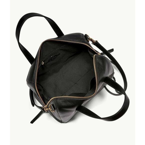 Fossil Sydney Satchel Black Leather Crossbody Bag Handbag NWT - Picture 4 of 11